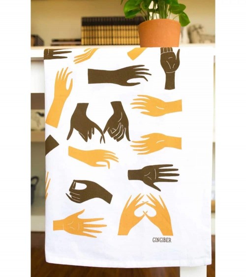 Tea Towel - Hands Gingiber best kitchen hand towels fall funny cute