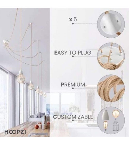 HANG-5 Schnur - Hängelampe, Pendelleuchte 5 flammig Hoopzi Kitatori Schweiz kaufen