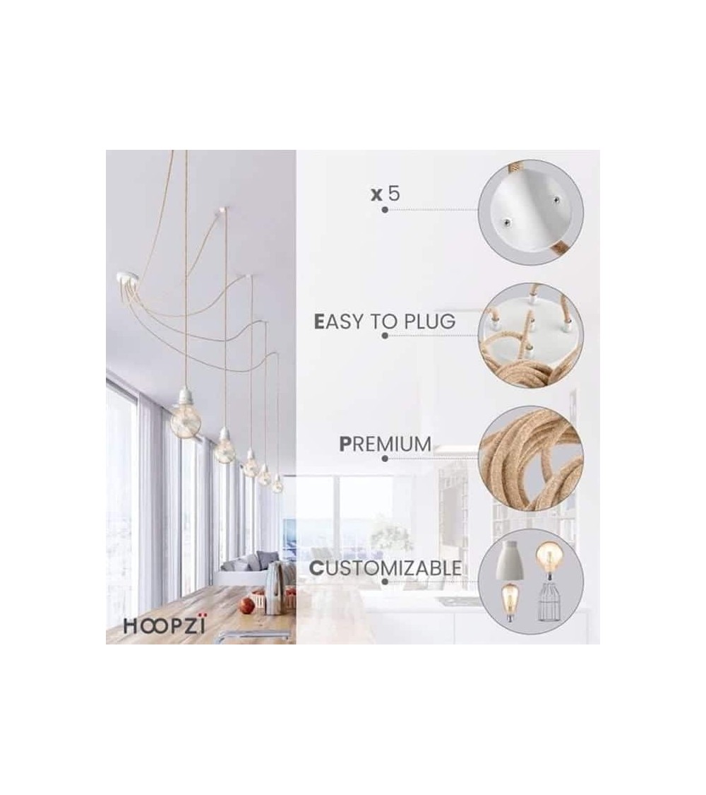 HANG-5 Twine - 5 light Pendant lighting, ceiling light kit Hoopzi
