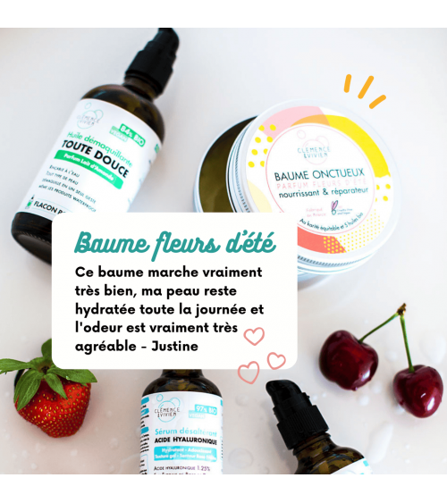 Baume oncteux - parfum fleurs d'été Clémence et Vivien cosmetique naturel de qualité vegan