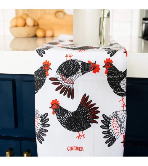 Serviette de cuisine - Poules Gingiber torchon vaisselle qualité serviette haut de gamme beaux essuie main originaux