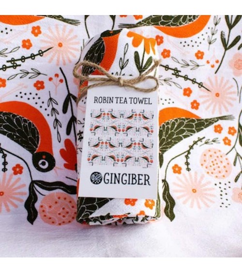 Serviette de cuisine - rouge gorge Gingiber torchon vaisselle qualité serviette haut de gamme beaux essuie main originaux