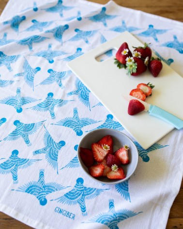 Serviette de cuisine - Oiseau bleu Gingiber torchon vaisselle qualité serviette haut de gamme beaux essuie main originaux