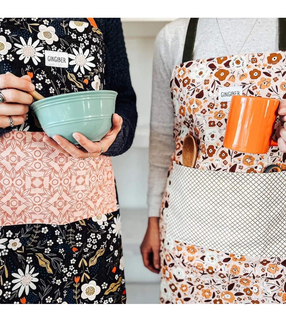 Kitchen Apron - Calico flowers Gingiber kitchen cooking women funny cute bbq aprons for men
