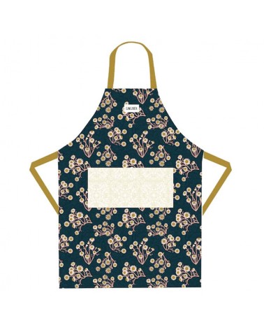 Kitchen Apron - Golden Blue Floral Gingiber kitchen cooking women funny cute bbq aprons for men