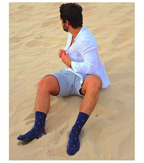 Bateau - Chaussettes à motifs en coton bio - Bleu The Captain Socks jolies pour femme originales pour homme chausset rigolote...
