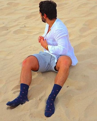 Bateau - Chaussettes à motifs en coton bio - Bleu The Captain Socks jolies pour femme originales pour homme chausset rigolote...