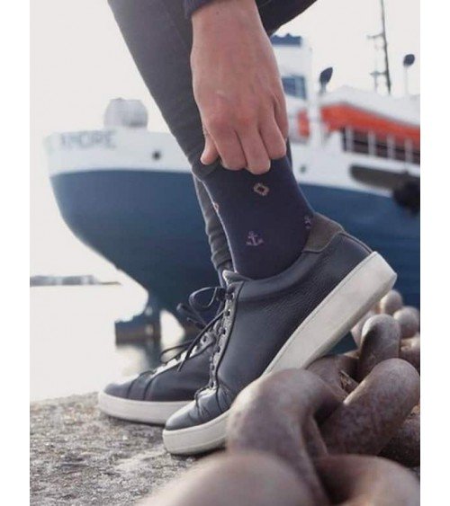 Bateau - Chaussettes à motifs en coton bio - Bleu The Captain Socks jolies pour femme originales pour homme chausset rigolote...
