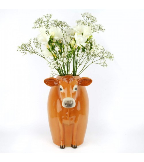 Vache - Jersiaise - Grand vase à fleurs en céramique Quail Ceramics design fleur décoratif original kitatori suisse