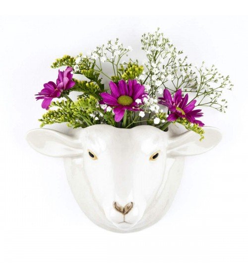 Mouton suffolk à tête blanche - Vase mural en céramique Quail Ceramics design fleur décoratif original kitatori suisse
