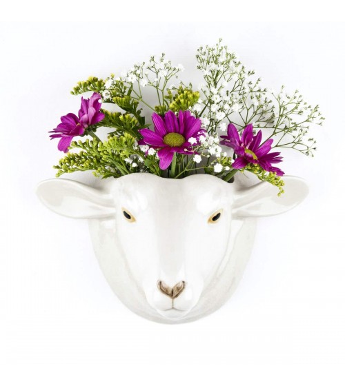 Pecora suffolk dal muso bianco - vaso da parete Quail Ceramics vasi eleganti per interni per fiori decorativi design kitatori...