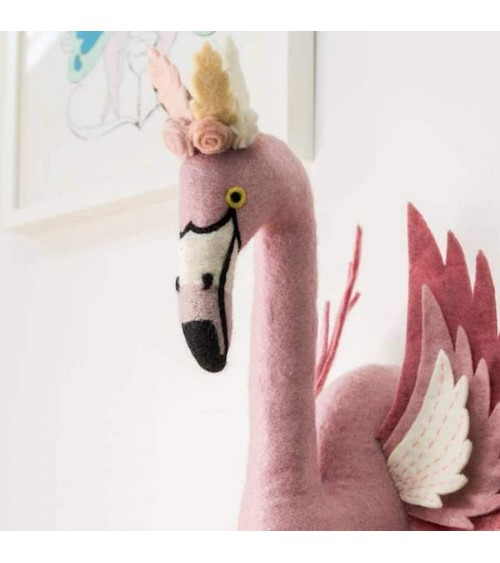Flamant rose avec ailes déployées - Décoration murale