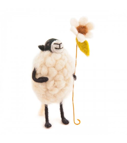 Sheep with a daisy - Decorative object Sew Heart Felt original kitatori switzerland