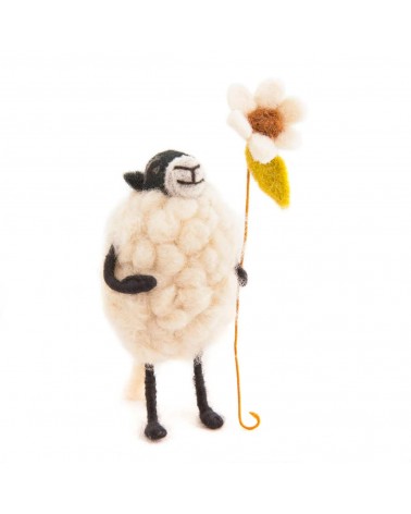 Sheep with a daisy - Decorative object Sew Heart Felt original kitatori switzerland