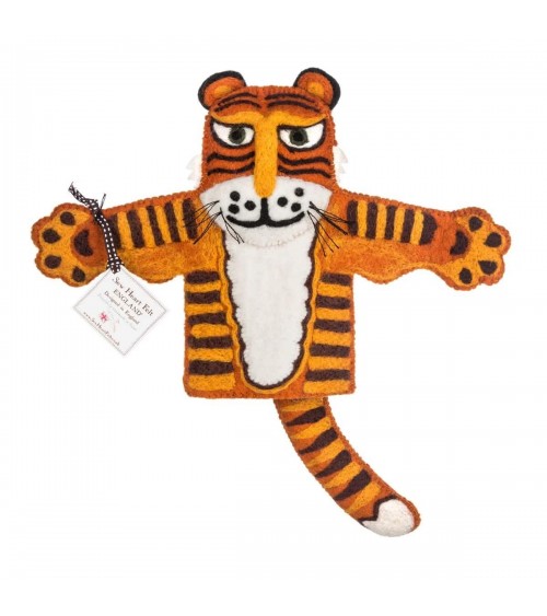Raj the Tiger - Hand puppet Sew Heart Felt hand animal puppet on hand