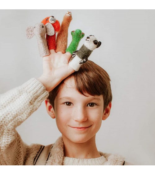 Panda - Finger puppet Sew Heart Felt hand animal puppet on hand