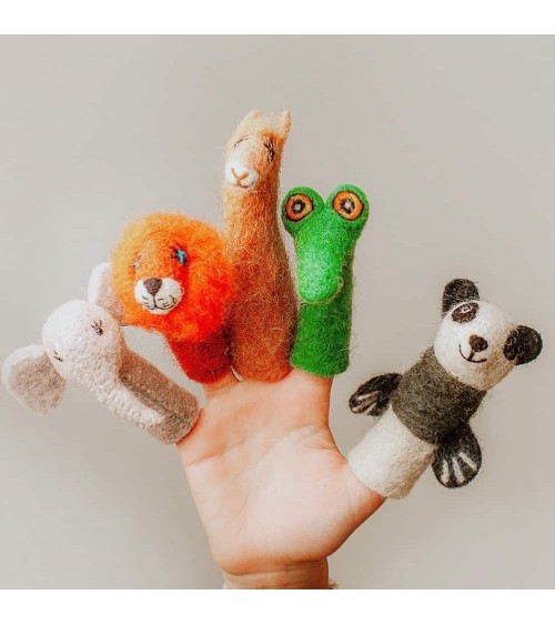 Panda - Finger puppet Sew Heart Felt hand animal puppet on hand
