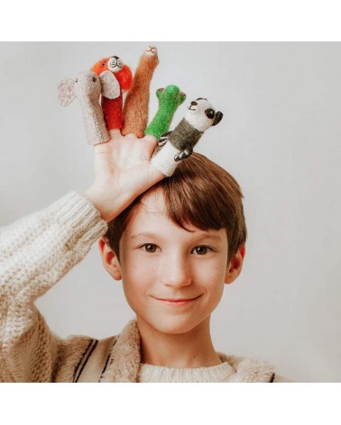 Lion - Finger puppet Sew Heart Felt hand animal puppet on hand
