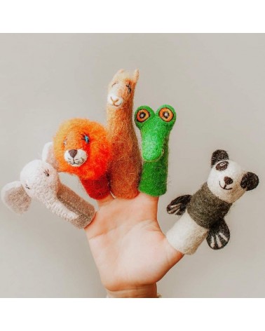 Lion - Finger puppet Sew Heart Felt hand animal puppet on hand