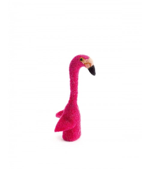 Flamingo - Finger puppet Sew Heart Felt hand animal puppet on hand