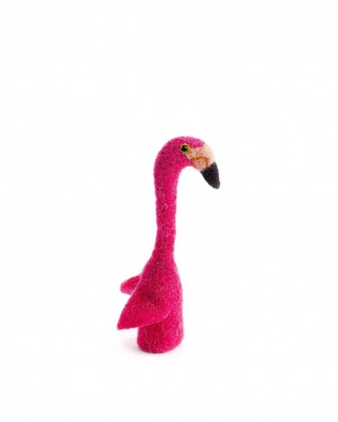 Flamingo - Finger puppet Sew Heart Felt hand animal puppet on hand