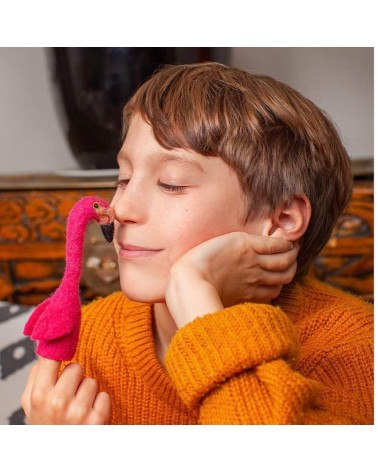 Flamingo - Fingerpuppe aus Filz Sew Heart Felt Tier hand puppe aus filz kaufen