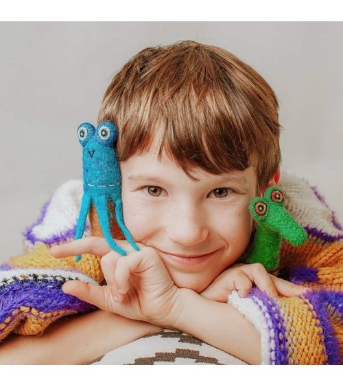 Oktopus - Fingerpuppe aus Filz Sew Heart Felt Tier hand puppe aus filz kaufen