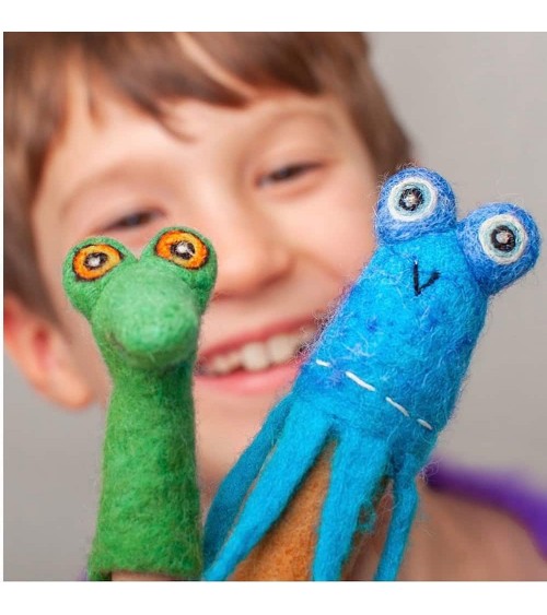 Oktopus - Fingerpuppe aus Filz Sew Heart Felt Tier hand puppe aus filz kaufen