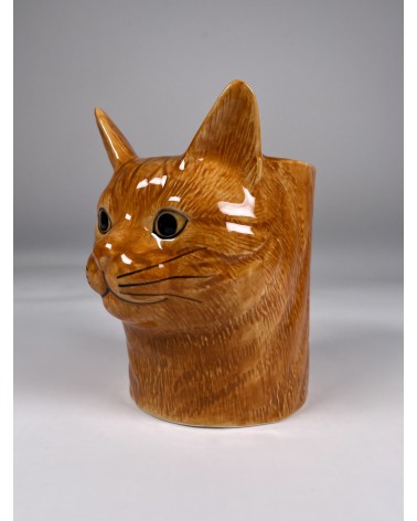 Vincent - Porte crayon & stylo, Petit pot de fleur - Chat roux Quail Ceramics bureau original design pour plantes intérieur à...