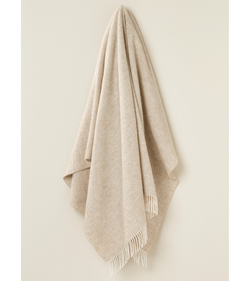 HERRINGBONE Natural - Pure new wool blanket Bronte by Moon best for sofa throw warm cozy soft