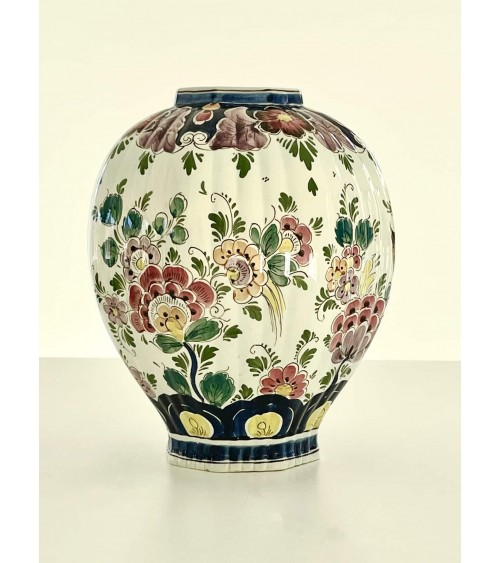 Grand vase en faïence de Delft polychrome - Vintage kitatori meuble vintage shop online boutique suisse