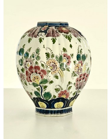 Grand vase en faïence de Delft polychrome - Vintage kitatori meuble vintage shop online boutique suisse