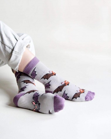 Rettet die Fledermäuse - Bambus Socken Bare Kind Socke lustige Damen Herren farbige coole socken mit motiv kaufen