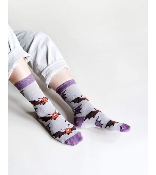 Rettet die Fledermäuse - Bambus Socken Bare Kind Socke lustige Damen Herren farbige coole socken mit motiv kaufen