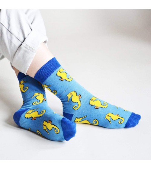 Save the seahorses - Bamboo Socks Bare Kind funny crazy cute cool best pop socks for women men