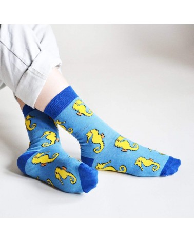 Save the seahorses - Bamboo Socks Bare Kind funny crazy cute cool best pop socks for women men