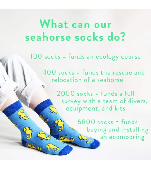 Save the seahorses - Bamboo Socks Bare Kind funny crazy cute cool best pop socks for women men