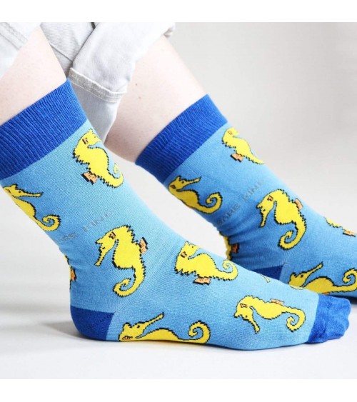 Save the seahorses - Bamboo Socks Bare Kind funny crazy cute cool best pop socks for women men