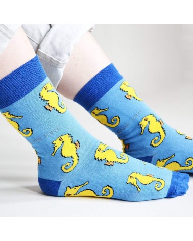 Save the seahorses - Bamboo Socks Bare Kind funny crazy cute cool best pop socks for women men