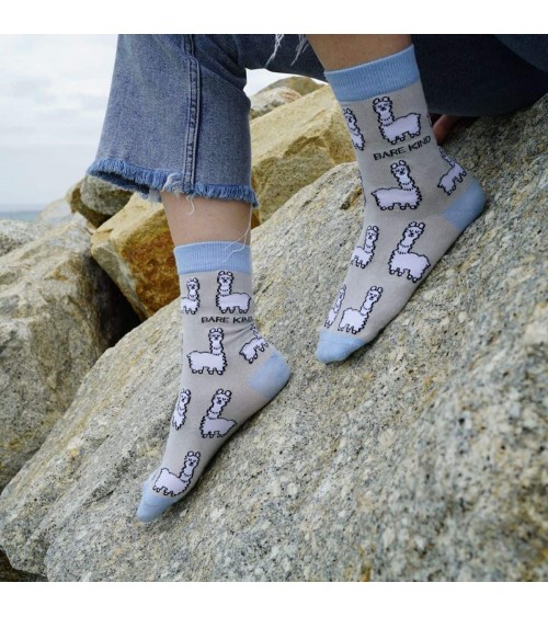 Save the alpaca - Bamboo Socks Bare Kind funny crazy cute cool best pop socks for women men