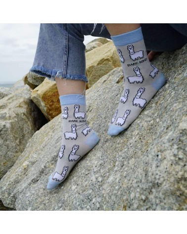 Save the alpaca - Bamboo Socks Bare Kind funny crazy cute cool best pop socks for women men