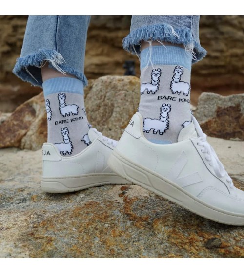 Rettet die Alpakas - Bambus Socken Bare Kind Socke lustige Damen Herren farbige coole socken mit motiv kaufen