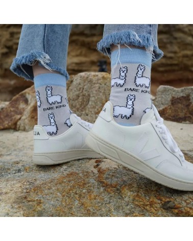 Rettet die Alpakas - Bambus Socken Bare Kind Socke lustige Damen Herren farbige coole socken mit motiv kaufen