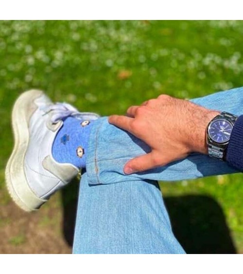 Orologio - Calze divertenti in cotone bio - Blu The Captain Socks calze da uomo per donna divertenti simpatici particolari