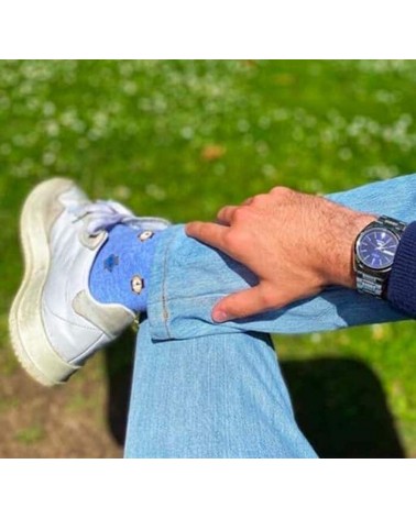 Orologio - Calze divertenti in cotone bio - Blu The Captain Socks calze da uomo per donna divertenti simpatici particolari