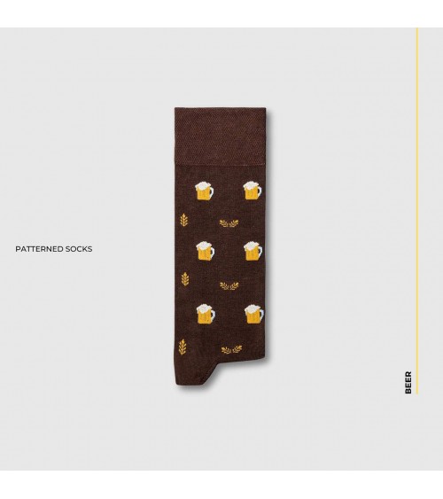Bière - Chaussettes à motifs en coton bio - Marron The Captain Socks jolies pour femme originales pour homme chausset rigolot...