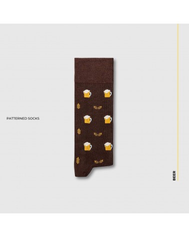 Bière - Chaussettes à motifs en coton bio - Marron The Captain Socks jolies pour femme originales pour homme chausset rigolot...