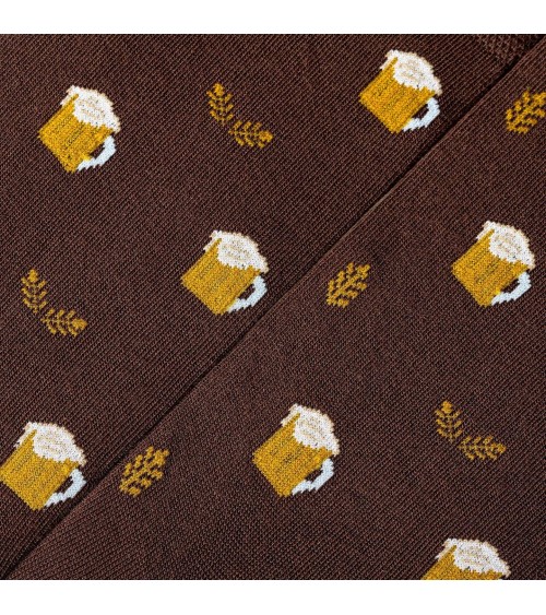 Bière - Chaussettes à motifs en coton bio - Marron The Captain Socks jolies chausset pour homme femme fantaisie drole originales