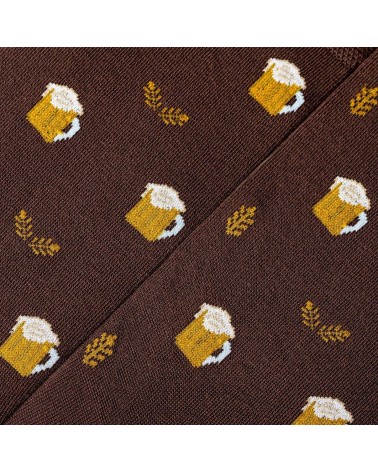 Bière - Chaussettes à motifs en coton bio - Marron The Captain Socks jolies chausset pour homme femme fantaisie drole originales