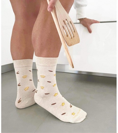 Chef - Chaussettes à motifs en coton bio - Beige The Captain Socks jolies chausset pour homme femme fantaisie drole originales